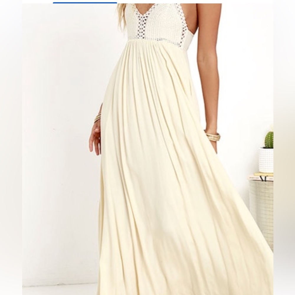 Lulu's Ivory Crochet Maxi Dress